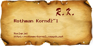 Rothman Kornél névjegykártya